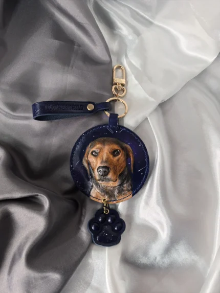 Petpaya Handcrafted Italian Veg-Tanned Leather Pet Bag Charm & Keychain - Gifts & Decorations | Oil Painting Background (Custom-made 15-21 Days)Artist: Ms.kuli